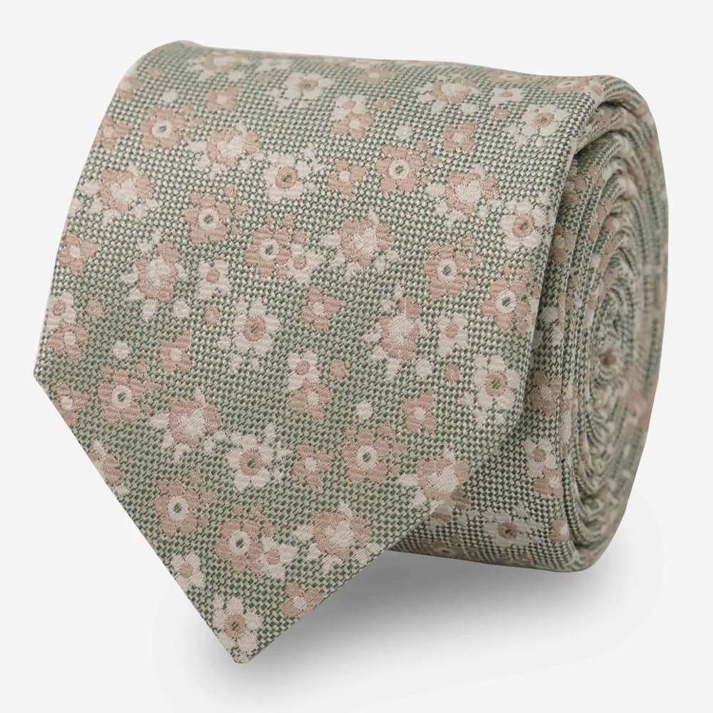 NWT Marguerite Floral Sage Green Tie